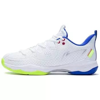 Кроссовки для бадминтона Li Ning Zhan Ji III Lite с низким верхом, амортизирующие, нескользящие, износостойкие, унисекс, белые, синие, AYZS016-1 45