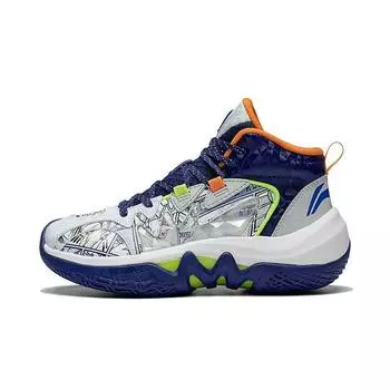 Кроссовки для баскетбола Li Ning Comfortable Non-Slip Shock Absorbing High Top с защитой от износа Детские кроссовки Dark-Blue YKBS086-7 32