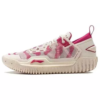 Кроссовки для баскетбола Li Ning Fan Wu 3 Low, удобные, повседневные, с амортизацией, износостойкие, низкие, мужские, кроссовки, бело-розовые, ABFU005-7 45