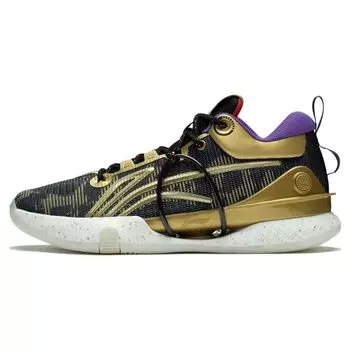 Кроссовки для баскетбола Li Ning Flash 8, удобные, износостойкие, нескользящие, легкие, низкие, мужские, кроссовки, черное золото, ABAS015-5 40