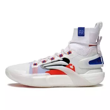 Кроссовки для баскетбола Li Ning Flash 9, ультракомфортные, повседневные, амортизирующие, нескользящие, износостойкие, с высоким верхом, мужские, белые ABAT013-2 44