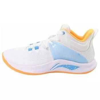 Кроссовки для баскетбола Li Ning Flash, удобные, универсальные, амортизирующие, нескользящие, износостойкие, средней высоты, мужские, белые, синие, ABAR099-2 44