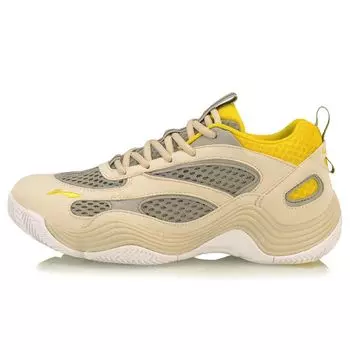 Кроссовки для баскетбола Li Ning Hu Xuan из искусственной кожи, повседневные, легкие, дышащие, с низким верхом, в стиле ретро, мужские, серо-желтые, AGBP015-4 43