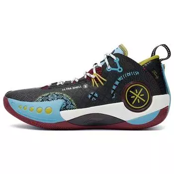 Кроссовки для баскетбола Li Ning Phantom 3, удобные, повседневные, амортизирующие, противоскользящие, износостойкие, средней высоты, мужские, черные, белые, синие, ABPS011-3 44