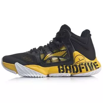 Кроссовки для баскетбола Li Ning Storm прочные дышащие среднего размера мужские кроссовки черные желтые ABAP073-4 40