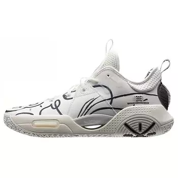 Кроссовки для баскетбола LiNing DFT X All City 9 V1.5 Art, удобные, прочные, дышащие, низкие, мужские, кроссовки, белые, черные ABAR077-8 44