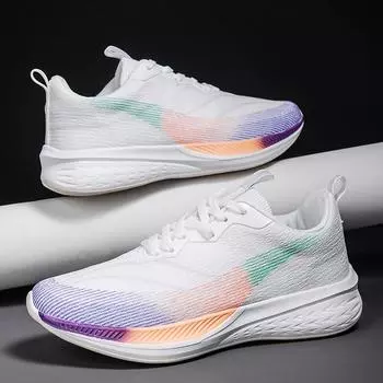 Кроссовки для бега для мужчин и женщин, портативная обувь для спортзала унисекс, повседневная обувь, повседневная обувь большого размера с дышащей сеткой 36 белый