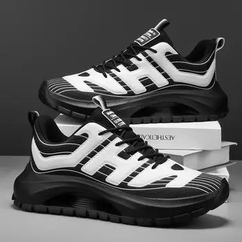 Кроссовки для бега для мужчин сетчатые повседневные дышащие кроссовки для ходьбы на плоской подошве удобные тренировочные кроссовки 2024 модные кроссовки для мужчин 39 чёрный