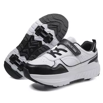 Кроссовки для бега для школьников, детские роликовые коньки на четырех колесах, мужские и женские, легкие, съемные, с колесами 31