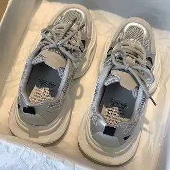 Кроссовки для бега для студентов, спортивная обувь, осенняя новая повседневная обувь для уличной фотографии, универсальные легкие дышащие туфли для папы 35 серебряный