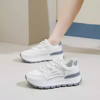 Кроссовки для бега для женщин. Легкие кроссовки на толстой платформе. Удобная женская повседневная обувь для ходьбы. Дышащие теннисные кроссовки со шнуровкой. 35