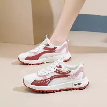 Кроссовки для бега для женщин. Легкие кроссовки на толстой платформе. Удобная женская повседневная обувь для ходьбы. Дышащие теннисные кроссовки со шнуровкой. 35
