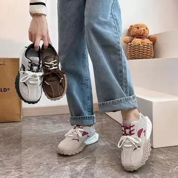 Кроссовки для бега для женщин, повседневные, модные, массивные, легкие, нескользящие, спортивные, для ходьбы, женские, удобные, со шнуровкой, для путешествий, тренировок, тенниса 35 серый