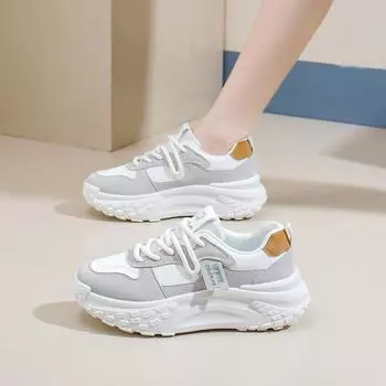 Кроссовки для бега для женщин. Спортивная обувь на толстой платформе без застежек. Обувь для ходьбы со шнуровкой. Удобные повседневные кроссовки для тенниса. 35