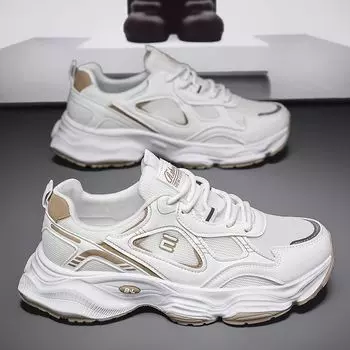 Кроссовки для бега, дышащие кроссовки, летняя легкая сетчатая воздушная подушка, мужская спортивная обувь для тренировок на открытом воздухе со шнуровкой 39 белый