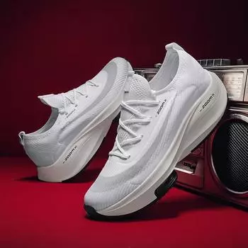 Кроссовки для бега и баскетбола на воздушной подушке 2024 года — дышащие, повседневные кроссовки унисекс большого размера для пар белый/серый