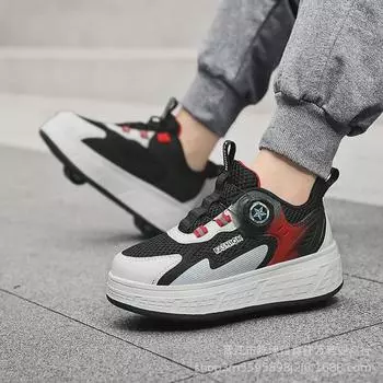 Кроссовки для бега из дышащей сетки для мальчиков со съемными четырьмя колесами Size 33