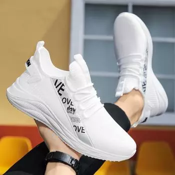 Кроссовки для бега, летние, на шнуровке, дышащие, спортивные, высококачественные, нескользящие, для активного отдыха, мужские, черные, белые, мужские кроссовки 38 белый