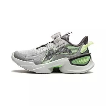 Кроссовки для бега Li Ning Kids Qiang Yue V2 с низким верхом, амортизирующие, износостойкие, детские кроссовки серые YKAU026-1 26