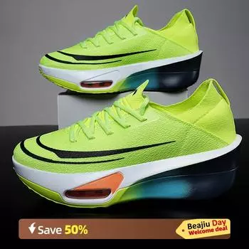 Кроссовки для бега Marathon Air Cushion для мужчин, дышащие, легкие, женские, удобные, спортивные, нескользящие, с углеродной пластиной 36 чёрный