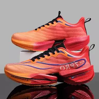 Кроссовки для бега Marathon Air Cushion для мужчин, легкие, дышащие, с карбоновой пластиной, противоскользящие, для занятий спортом и тренировок 34 красный