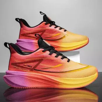 Кроссовки для бега Marathon Air Cushion для мужчин, дышащие, легкие, женские, удобные, спортивные, нескользящие, с углеродной пластиной 36 оранжевый