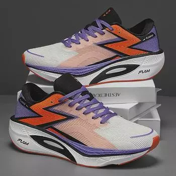 Кроссовки для бега на марафон Feiran 3 Professional: Спортивные кроссовки с полной углеродной пластиной на ладони, амортизирующие 35 белый/фиолетовый