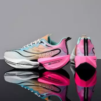 Кроссовки для бега на углеродной пластине Marathon для мужчин, спортивные, дышащие, легкие, женские, удобные, спортивные, нескользящие, с воздушной подушкой 35 оранжевый