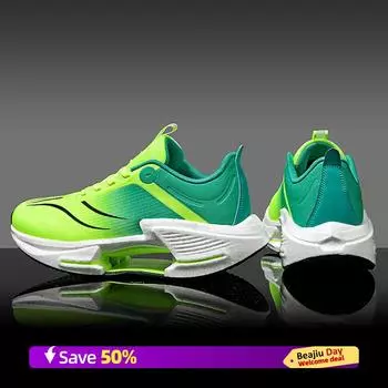 Кроссовки для бега на воздушной подушке для мужчин, легкие, дышащие, женские, удобные, спортивные, нескользящие, с углеродной пластиной, для марафона 36 чёрный