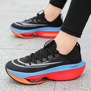 Кроссовки для бега по шоссе, Carbon Board Marathon, летняя спортивная обувь для мальчиков, толстая подошва с воздушной подушкой, настоящие кроссовки 39 белый