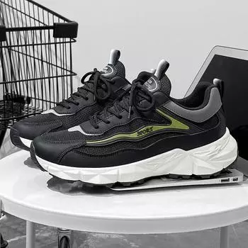 Кроссовки для бега повседневные удобные мужские туфли дышащие мужские вулканизированные туфли на платформе со шнуровкой высококачественные теннисные туфли для мужчин 39 чёрный