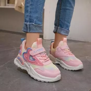 Кроссовки для бега с дышащей сеткой для девочек на весну и осень 26 розовый