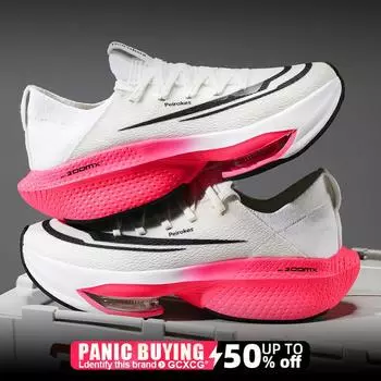 Кроссовки для бега Специальные кроссовки для марафона с воздушной подушкой для мужчин и женщин Спортивные дышащие легкие удобные нескользящие кроссовки для женщин 35 розовый
