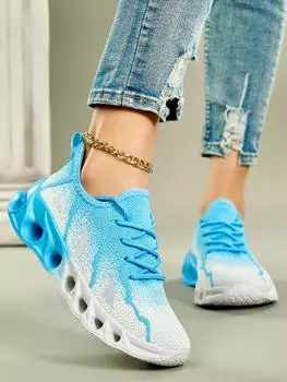 Кроссовки для бега женские, легкие сетчатые, дышащие и удобные плоские мягкие теннисные туфли, кроссовки для женщин с клинковым механизмом 36 синий