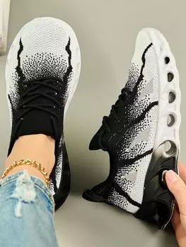 Кроссовки для бега женские, легкие сетчатые, дышащие и удобные плоские мягкие теннисные туфли, кроссовки для женщин с клинковым механизмом 36 чёрный