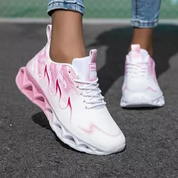 Кроссовки для бега женские, легкие сетчатые, дышащие и удобные плоские мягкие теннисные туфли, кроссовки для женщин с клинковым механизмом 36 розовый