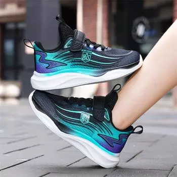 Кроссовки для детей, детская повседневная спортивная обувь для мальчиков, дышащая летняя сетчатая детская обувь на липучках для девочек, для бега в школе 35 зелёный