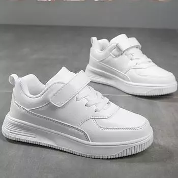 Кроссовки для девочек из кожи с мягкой подошвой, белые туфли, весенняя и осенняя детская обувь, обувь для мальчиков начальной школы 28