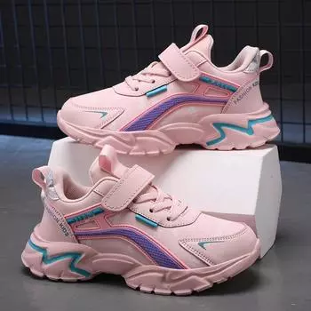 Кроссовки для девочек, кожаные, мягкие подошвы, женские, повседневные, кроссовки для бега 28 розовый