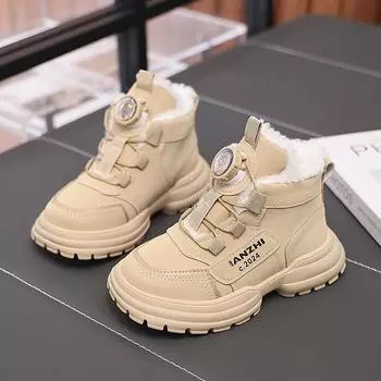 Кроссовки для девочек с вращающейся кнопкой, кроссовки для студентов, толстая мягкая подошва, детские спортивные нескользящие ботинки 26 серый