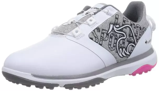 Кроссовки для гольфа Coq, без шипов, водонепроницаемые, с регулировкой посадки, мягкие, удобные, классические, WHGY см [Le Sportif] женские (Белый Серый) +23,5