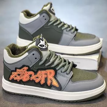 Кроссовки для ходьбы Me Winter High-top Comfortable Flat Cotton Sneakers Fashion Lace-up Leather High Quality Tennis Shoes for Men 38