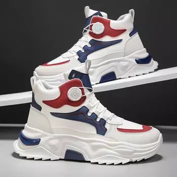 Кроссовки для ходьбы мужские модные высокие спортивные кроссовки для активного отдыха повседневные роскошные дизайнерские туфли 2024 новые нескользящие кроссовки с толстой подошвой мужские 39 белый