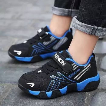 Кроссовки для мальчиков Classmates Весна и осень Сетчатые дышащие Модные кожаные Для детей среднего возраста Старшие дети Студенты Мягкая подошва Кроссовки для бега Повседневные 28