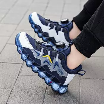 Кроссовки для мальчиков для девочек Кроссовки для мальчиков Обувь Легкие школьные слипоны Белые зеленые для детей Детская обувь унисекс EU:29 темно-синий