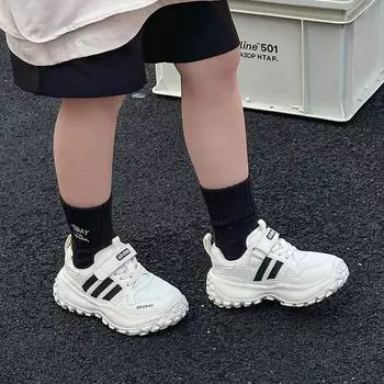 Кроссовки для мальчиков, дышащие и легкие детские кроссовки, осенние, новые, повседневные, нескользящие, для папы, для девочек 26