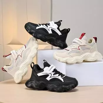 Кроссовки для мальчиков и девочек, легкие, спортивные, модные, на липучках, для девочек 28 бежевый