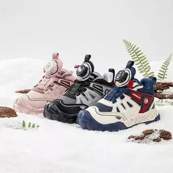 Кроссовки для мальчиков из хлопка, зимняя теплая плюшевая обувь, детская обувь для тренировок на открытом воздухе, кроссовки для бега без шнурков для детей 27 фиолетовый/розовый