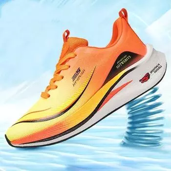 Кроссовки для марафона Carbon Plate для мужчин, повседневные кроссовки AirCushion, спортивные кроссовки для бега, легкие, удобные, для занятий спортом и спортзала 36 оранжевый
