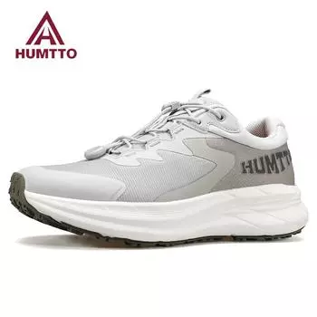 Кроссовки для марафона HUMTTO, амортизирующие кроссовки для мужчин, дышащие кроссовки для спортзала, черные, роскошные дизайнерские, легкие, мужские спортивные туфли 39 чёрный